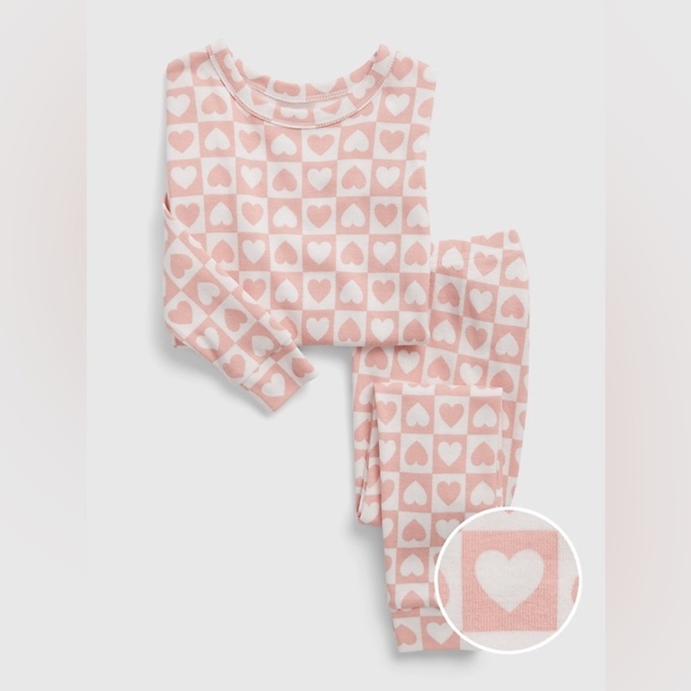 Gap Kids Pink & White Valentines Day Heart Pajama Set Sz 4